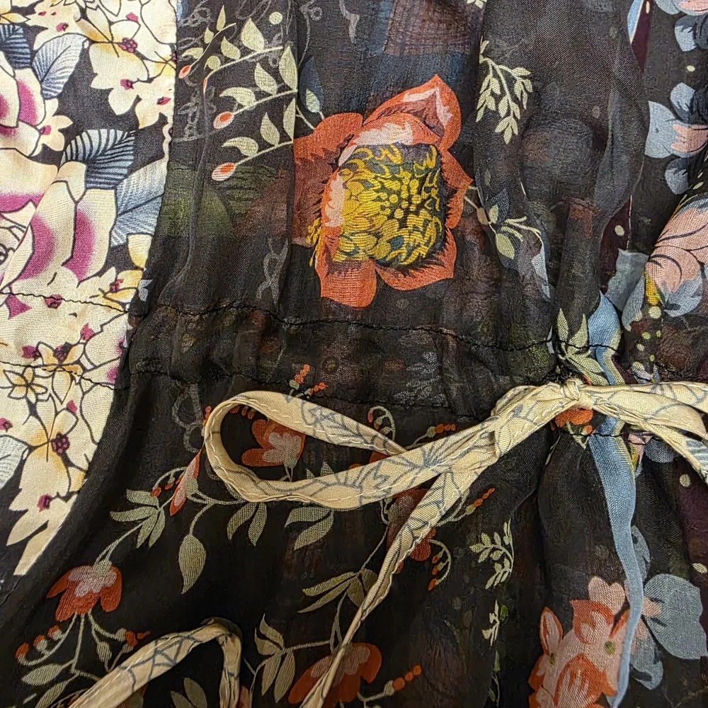Johnny Was Sheer Silk Multi Pattern Dress Size L - Picture 11 of 11